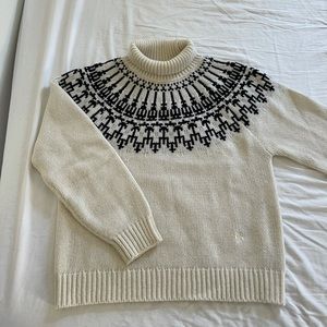 Tory Sport Merino Fair Isle Sweater- Snow White Mountain color